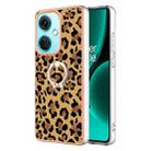 For OnePlus Nord CE 3 Electroplating Dual-side IMD Phone Case with Ring Holder(Leopard Print) - 1