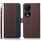 For Honor X7b KHAZNEH Litchi Texture Leather RFID Phone Case(Brown) - 3