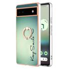 For Google Pixel 6a Electroplating Dual-side IMD Phone Case with Ring Holder(Smile) - 2