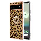 For Google Pixel 6a Electroplating Dual-side IMD Phone Case with Ring Holder(Leopard Print) - 2