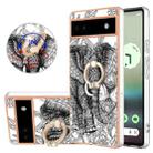 For Google Pixel 6a Electroplating Dual-side IMD Phone Case with Ring Holder(Totem Elephant) - 1