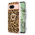 For Google Pixel 8a Electroplating Dual-side IMD Phone Case with Ring Holder(Leopard Print) - 1