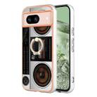 For Google Pixel 8a Electroplating Dual-side IMD Phone Case with Ring Holder(Retro Radio) - 1