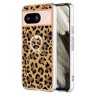 For Google Pixel 8 Electroplating Dual-side IMD Phone Case with Ring Holder(Leopard Print) - 1