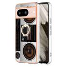 For Google Pixel 8 Electroplating Dual-side IMD Phone Case with Ring Holder(Retro Radio) - 1