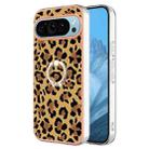 For Google Pixel 9 Pro Electroplating Dual-side IMD Phone Case with Ring Holder(Leopard Print) - 1