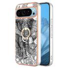 For Google Pixel 9 Pro Electroplating Dual-side IMD Phone Case with Ring Holder(Totem Elephant) - 1