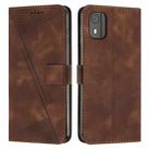 For Nokia C02 Dream Triangle Leather Phone Case with Lanyard(Brown) - 1