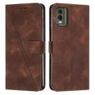 For Nokia C32 Dream Triangle Leather Phone Case with Lanyard(Brown) - 1