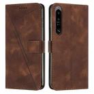 For Sony Xperia 1 IV Dream Triangle Leather Phone Case with Lanyard(Brown) - 1