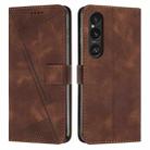 For Sony Xperia 1 VI Dream Triangle Leather Phone Case with Lanyard(Brown) - 1