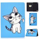 For Amazon Kindle Fire 7 (2015) / (2017) / (2019) Voltage Painted Pattern Tablet PC Protective Leather Case with Bracket & Card Slots & Anti-skid Strip(Blue Cat) - 1