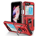 For Samsung Galaxy Z Flip5 5G Pioneer Armor PC + TPU Phone Case with Holder(Red Black) - 1