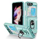 For Samsung Galaxy Z Flip5 5G Pioneer Armor PC + TPU Phone Case with Holder(Green) - 1