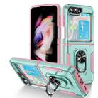 For Samsung Galaxy Z Flip5 5G Pioneer Armor PC + TPU Phone Case with Holder(Green Pink) - 1