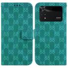 For Xiaomi Poco M4 Pro Double 8-shaped Embossed Leather Phone Case(Green) - 1