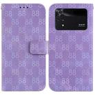 For Xiaomi Poco M4 Pro Double 8-shaped Embossed Leather Phone Case(Purple) - 1