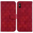 For Xiaomi Redmi 9A Double 8-shaped Embossed Leather Phone Case(Red) - 1
