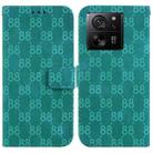 For Xiaomi 13T / 13T Pro / Redmi K60 Ultra Double 8-shaped Embossed Leather Phone Case(Green) - 1