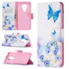 For Nokia 5.3 Colored Drawing Pattern Horizontal Flip Leather Case with Holder & Card Slots & Wallet(Flower and Butterfly) - 1