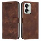 For OnePlus Nord 2T 5G Dream Triangle Leather Phone Case with Lanyard(Brown) - 1