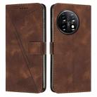 For OnePlus 11 Dream Triangle Leather Phone Case with Lanyard(Brown) - 1