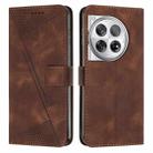 For OnePlus 12 Dream Triangle Leather Phone Case with Lanyard(Brown) - 1