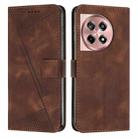 For OnePlus 12R / Ace 3 5G Dream Triangle Leather Phone Case with Lanyard(Brown) - 1