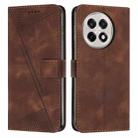 For OnePlus 13R Dream Triangle Leather Phone Case with Lanyard(Brown) - 1
