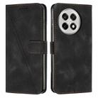 For OnePlus 13R Dream Triangle Leather Phone Case with Lanyard(Black) - 1