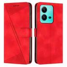 For vivo V25 Dream Triangle Leather Phone Case with Lanyard(Red) - 1