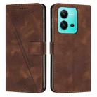 For vivo V25 Dream Triangle Leather Phone Case with Lanyard(Brown) - 1