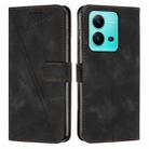 For vivo V25 Dream Triangle Leather Phone Case with Lanyard(Black) - 1