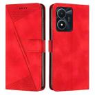 For vivo Y02s Dream Triangle Leather Phone Case with Lanyard(Red) - 1