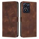 For vivo Y02s Dream Triangle Leather Phone Case with Lanyard(Brown) - 1