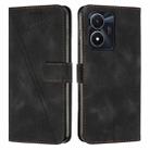For vivo Y02s Dream Triangle Leather Phone Case with Lanyard(Black) - 1