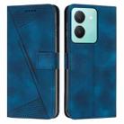 For vivo Y36 Dream Triangle Leather Phone Case with Lanyard(Blue) - 1