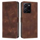 For vivo Y22 / Y22s / Y35 4G 2022 Dream Triangle Leather Phone Case with Lanyard(Brown) - 1
