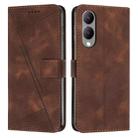 For vivo Y17s Dream Triangle Leather Phone Case with Lanyard(Brown) - 1