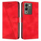 For vivo Y200 Dream Triangle Leather Phone Case with Lanyard(Red) - 1