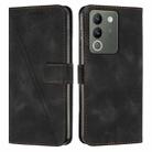 For vivo Y200 Dream Triangle Leather Phone Case with Lanyard(Black) - 1