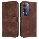 For vivo Y19s Dream Triangle Leather Phone Case with Lanyard(Brown) - 1