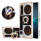 For Sony Xperia 1 IV Electroplating Dual-side IMD Phone Case with Ring Holder(Retro Radio) - 1