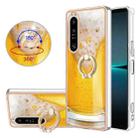 For Sony Xperia 1 IV Electroplating Dual-side IMD Phone Case with Ring Holder(Draft Beer) - 1