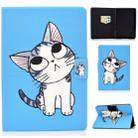 For Amazon Kindle Paperwhite 4 / 3 / 2 / 1 Voltage Painted Pattern Tablet PC Protective Leather Case with Bracket & Card Slot & Sleep / Wake-up(Blue Cat) - 1