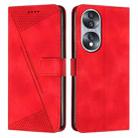 For Honor 70 Dream Triangle Leather Phone Case with Lanyard(Red) - 1