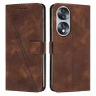 For Honor 70 Dream Triangle Leather Phone Case with Lanyard(Brown) - 1