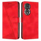 For Honor 80 Dream Triangle Leather Phone Case with Lanyard(Red) - 1