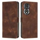 For Honor 80 Dream Triangle Leather Phone Case with Lanyard(Brown) - 1