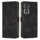 For Honor 80 Dream Triangle Leather Phone Case with Lanyard(Black) - 1